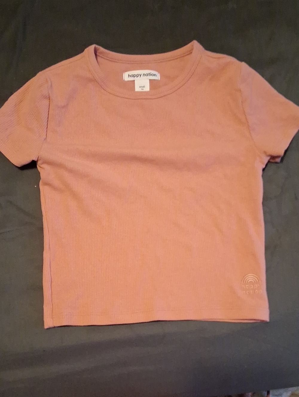 Girls' Ribbed Short Sleeve Tee in Dusty Rose